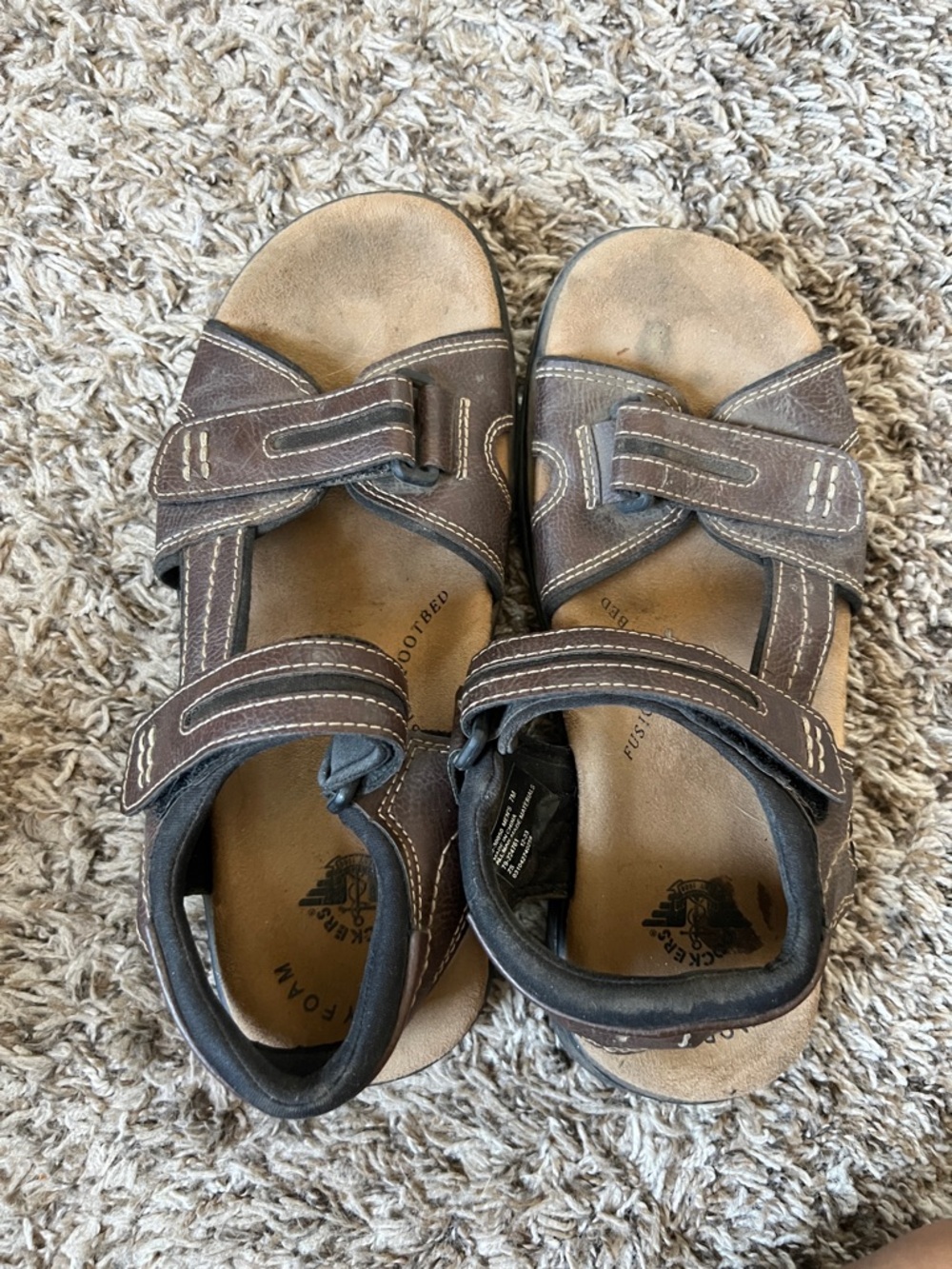 Dockers Men's Brown Leather Adjustable Strap Sandals